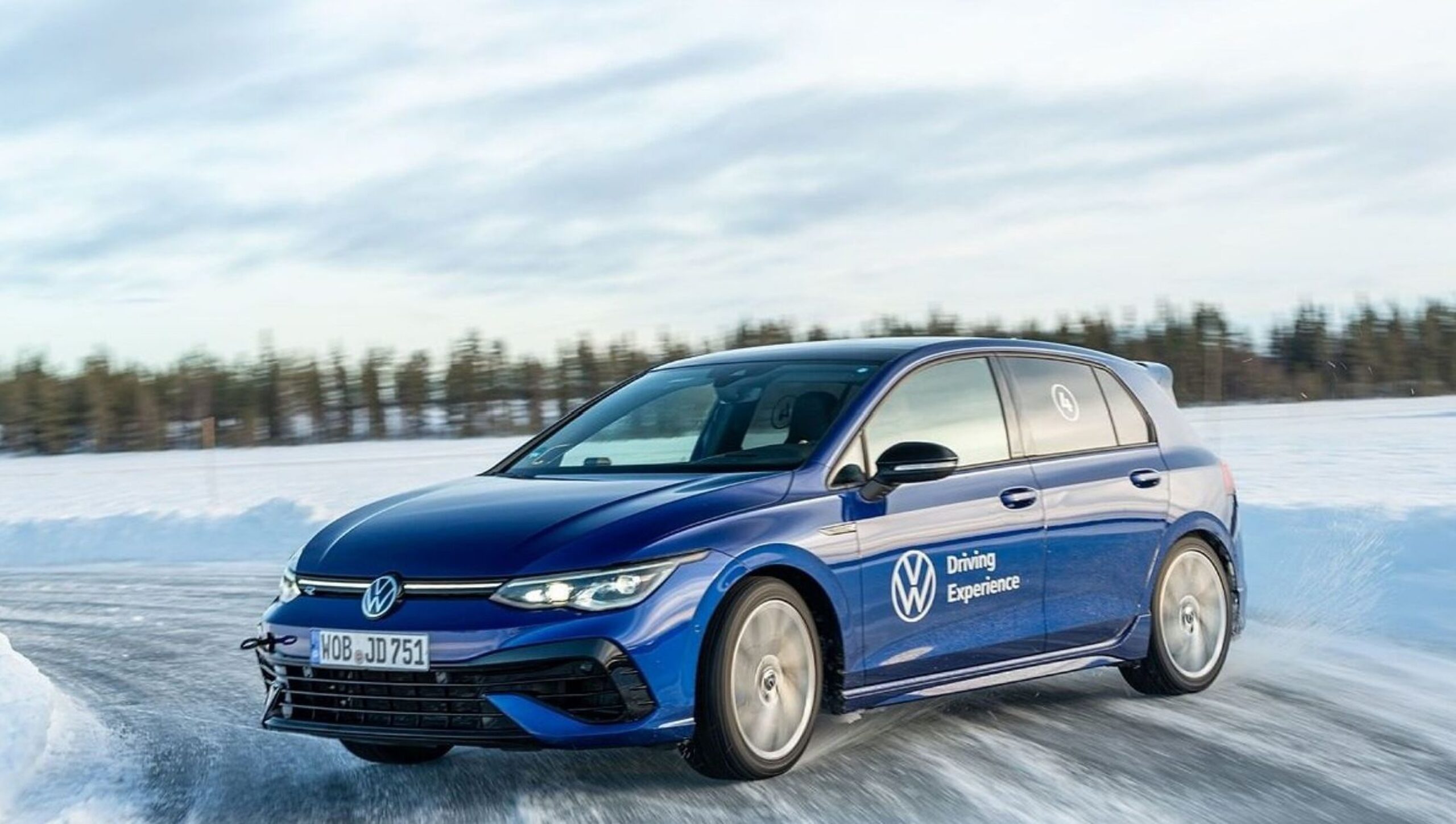 Volkswagen Driving Experience vehicle on a winter driving course